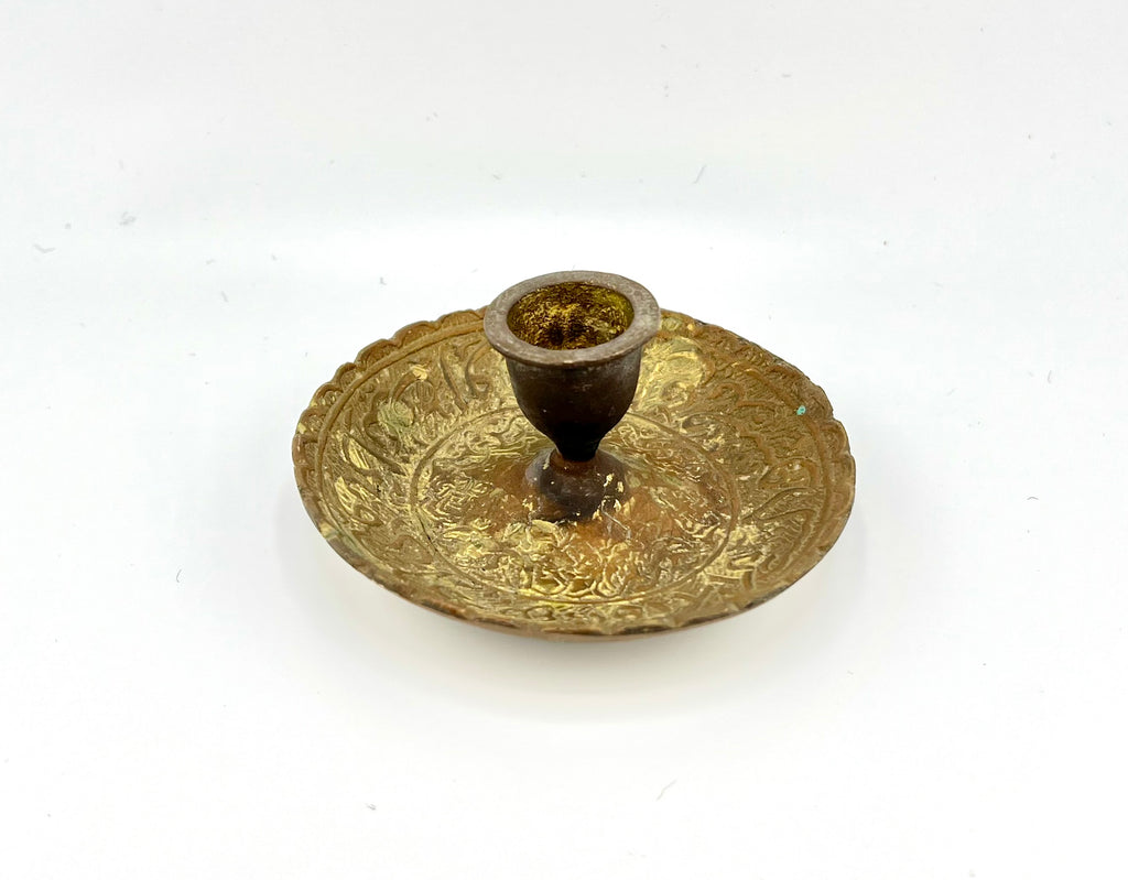 Vintage Brass Candle Stick Holder with Drip Pan