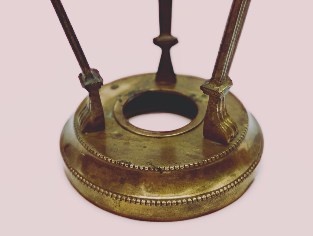 Vintage Brass Conical Vase with Lion Detail