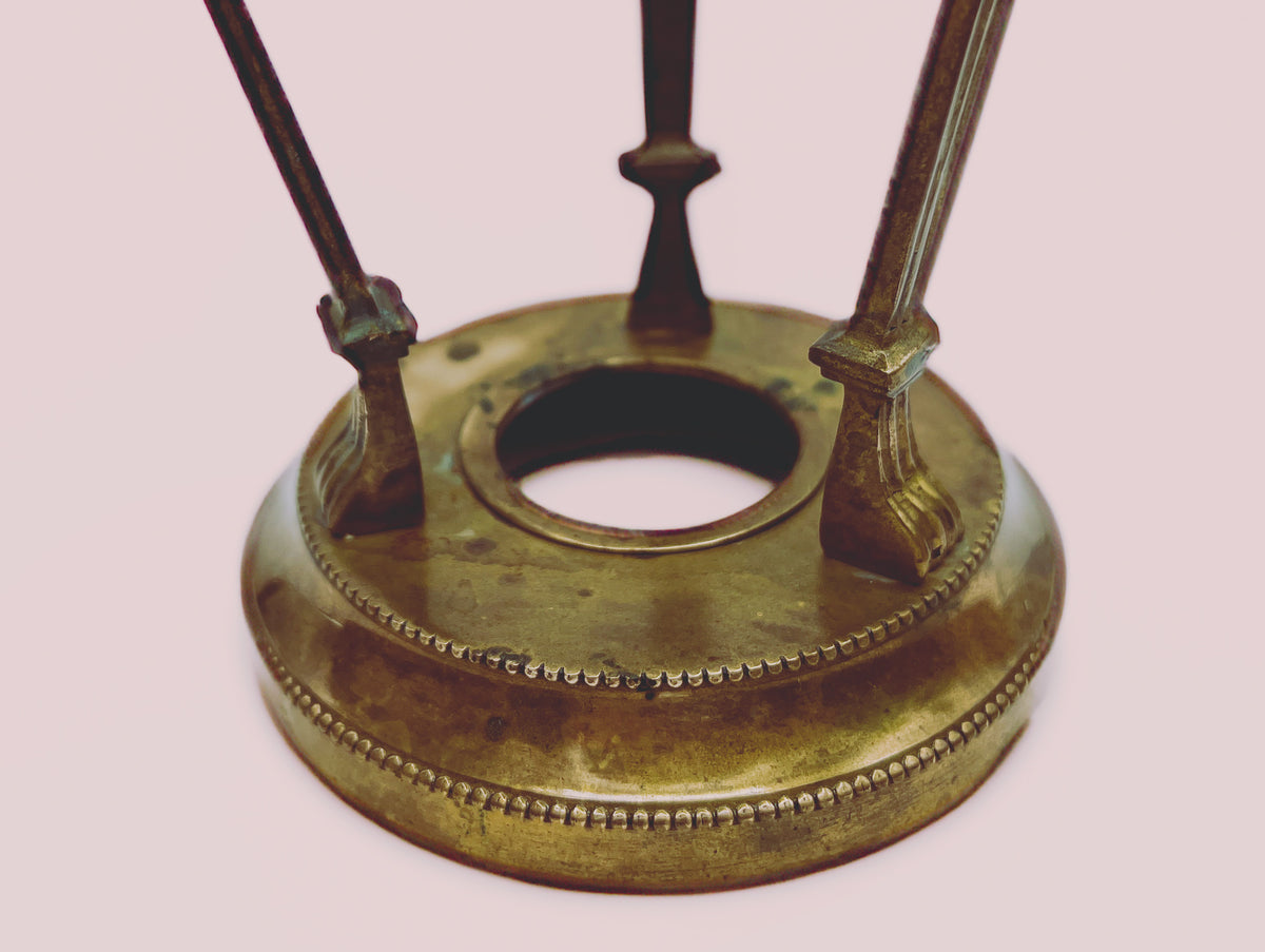 Vintage Brass Conical Vase with Lion Detail