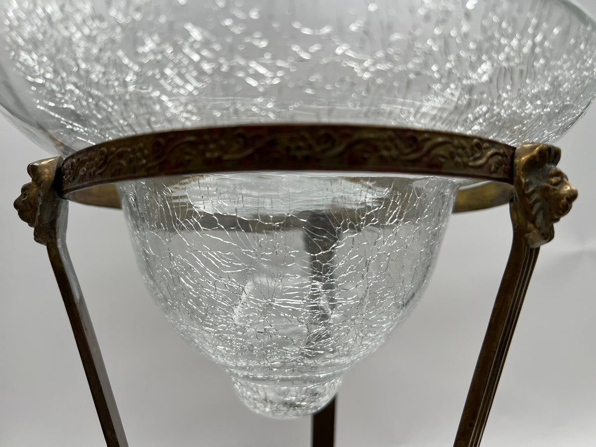 Vintage Brass Conical Vase with Lion Detail