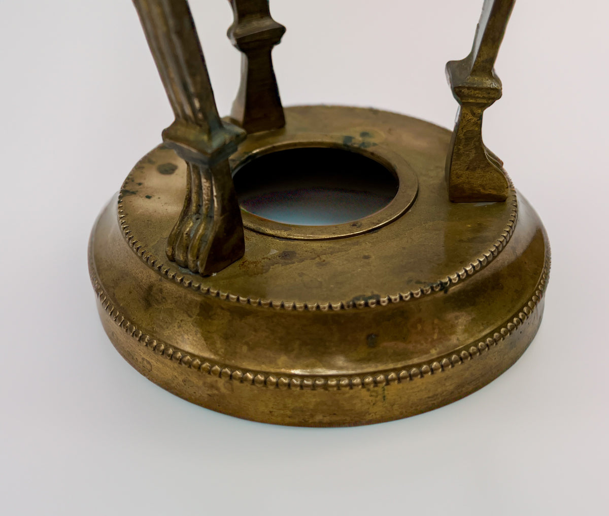 Vintage Brass Conical Vase with Lion Detail