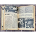 Open book with text and images of a N humber Super-Snipe car on a wooden surface.