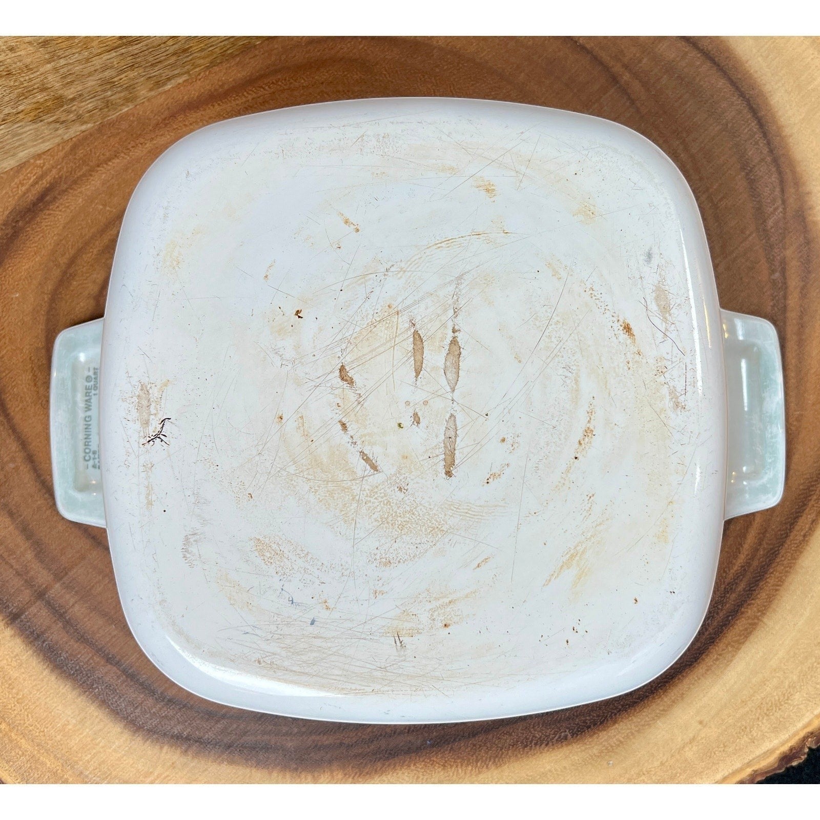 A square white Corning Ware casserole dish with a clear Pyrex glass lid, featuring the colorful 1970s Spice O' Life pattern with shallots and herbs printed on the side. - Photo 3