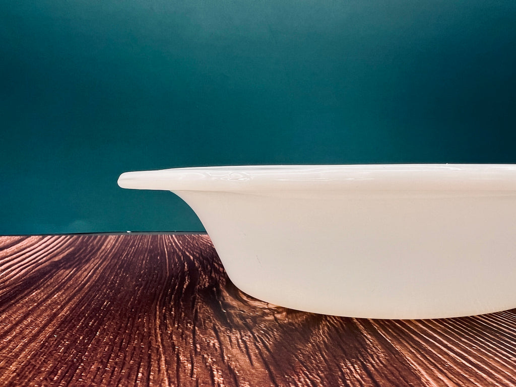 Vintage Fire King 468 White Milk Glass Divided Oval Baking Dish