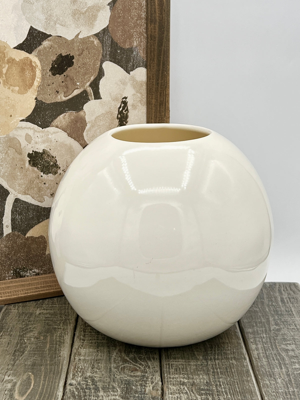 Vintage Haeger 8" Orb Creamy White #828 Pottery Vase