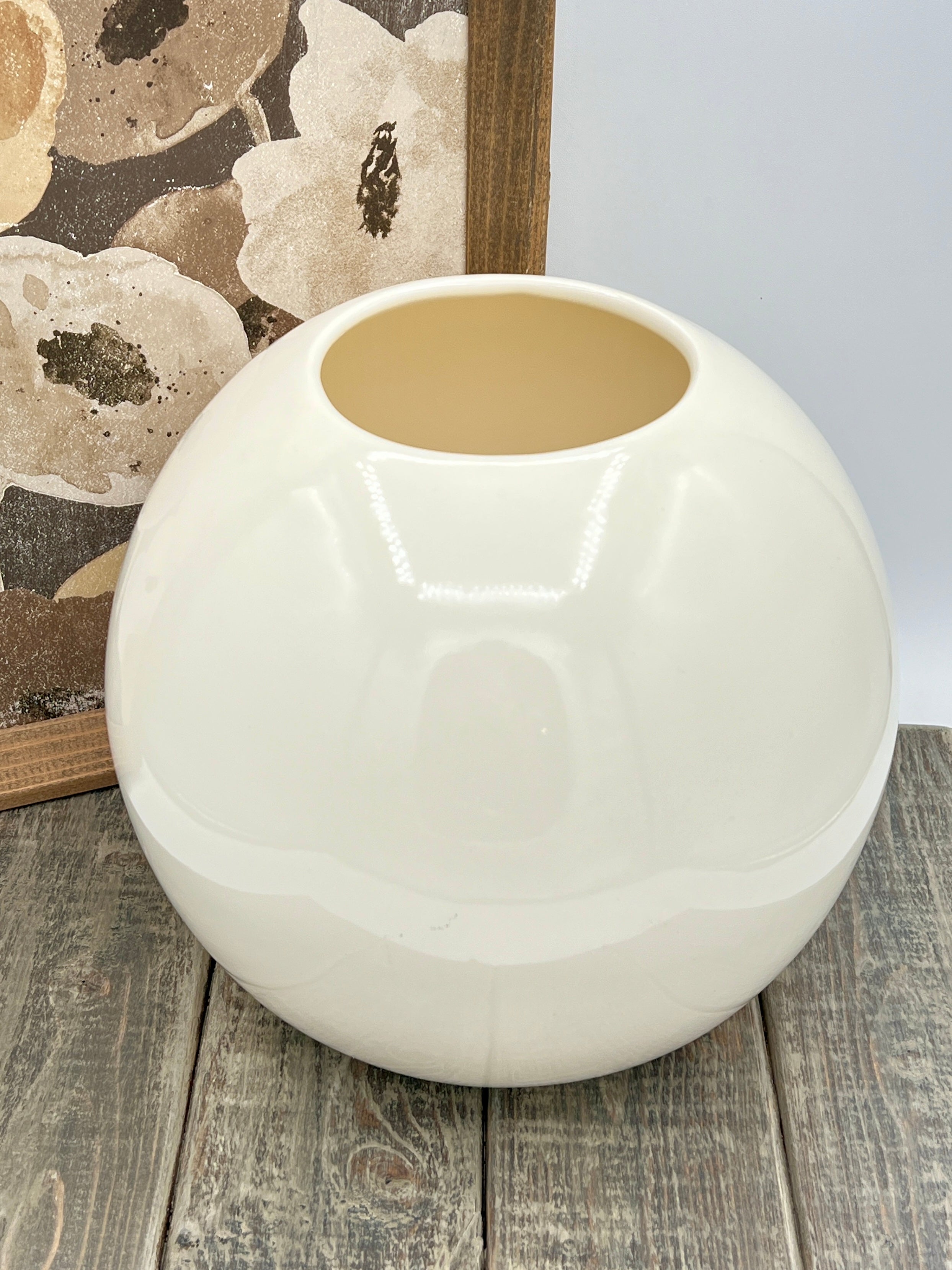 Vintage Haeger 8" Orb Creamy White #828 Pottery Vase