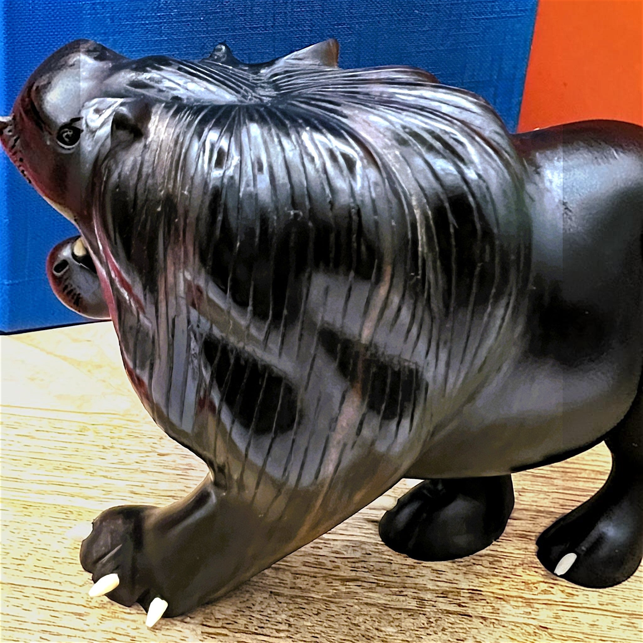A vintage carved lion panther sculpture - Photo 8