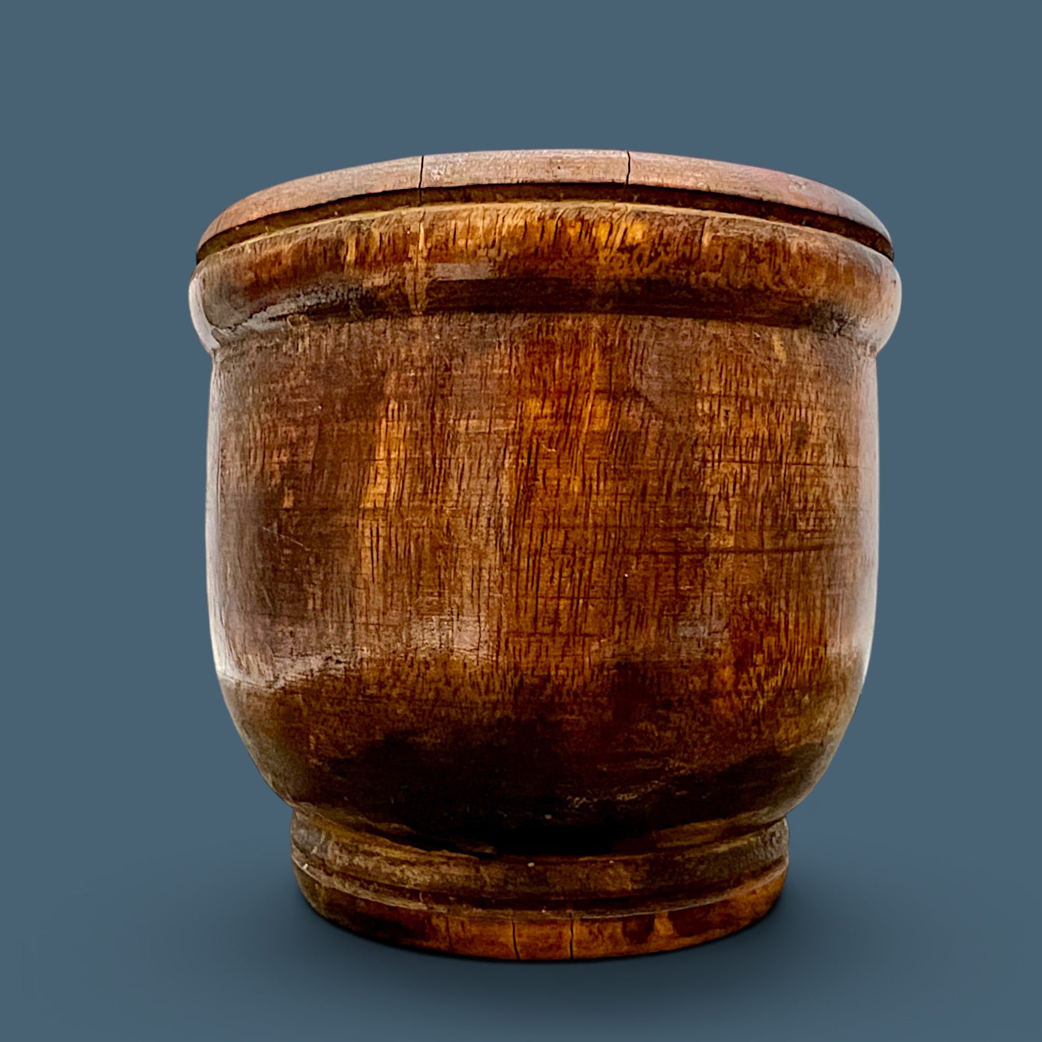 Vintage hand-turned tropical hardwood mortar and pestle set with seasoned interior. - Photo 6