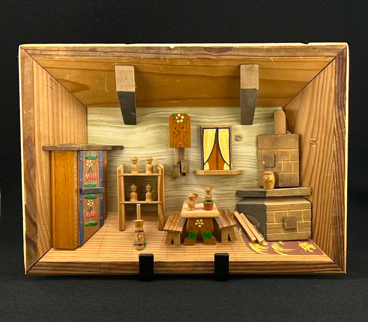 Vintage Handmade Wooden German Diorama Shadow Box