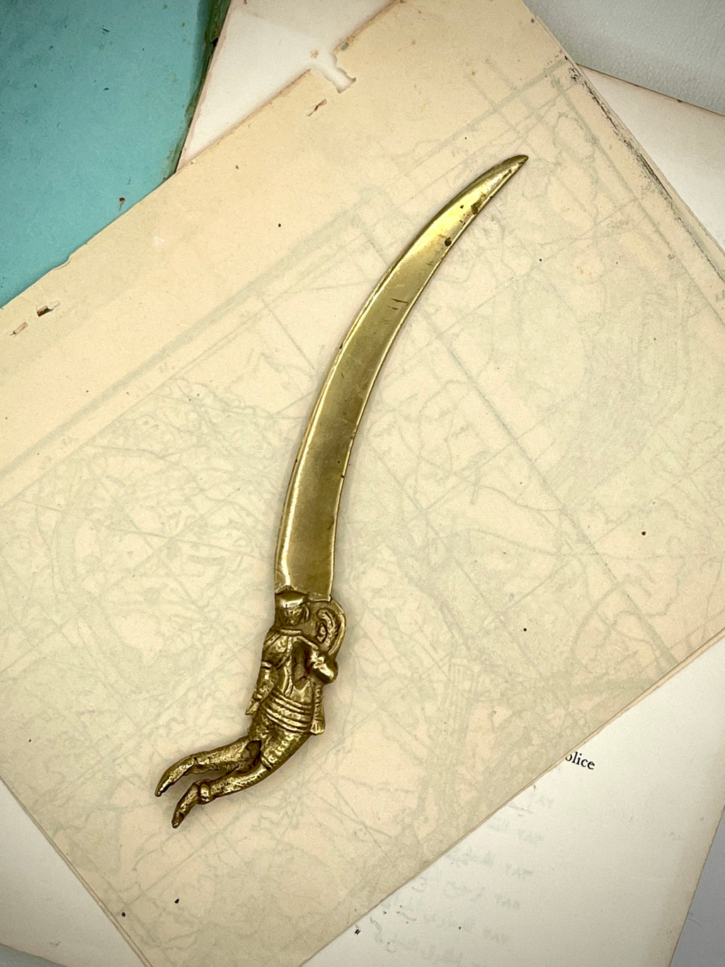 Vintage Hindu Radha & Krishna Solid Brass Betel Nut Cutter-Style Letter Opener