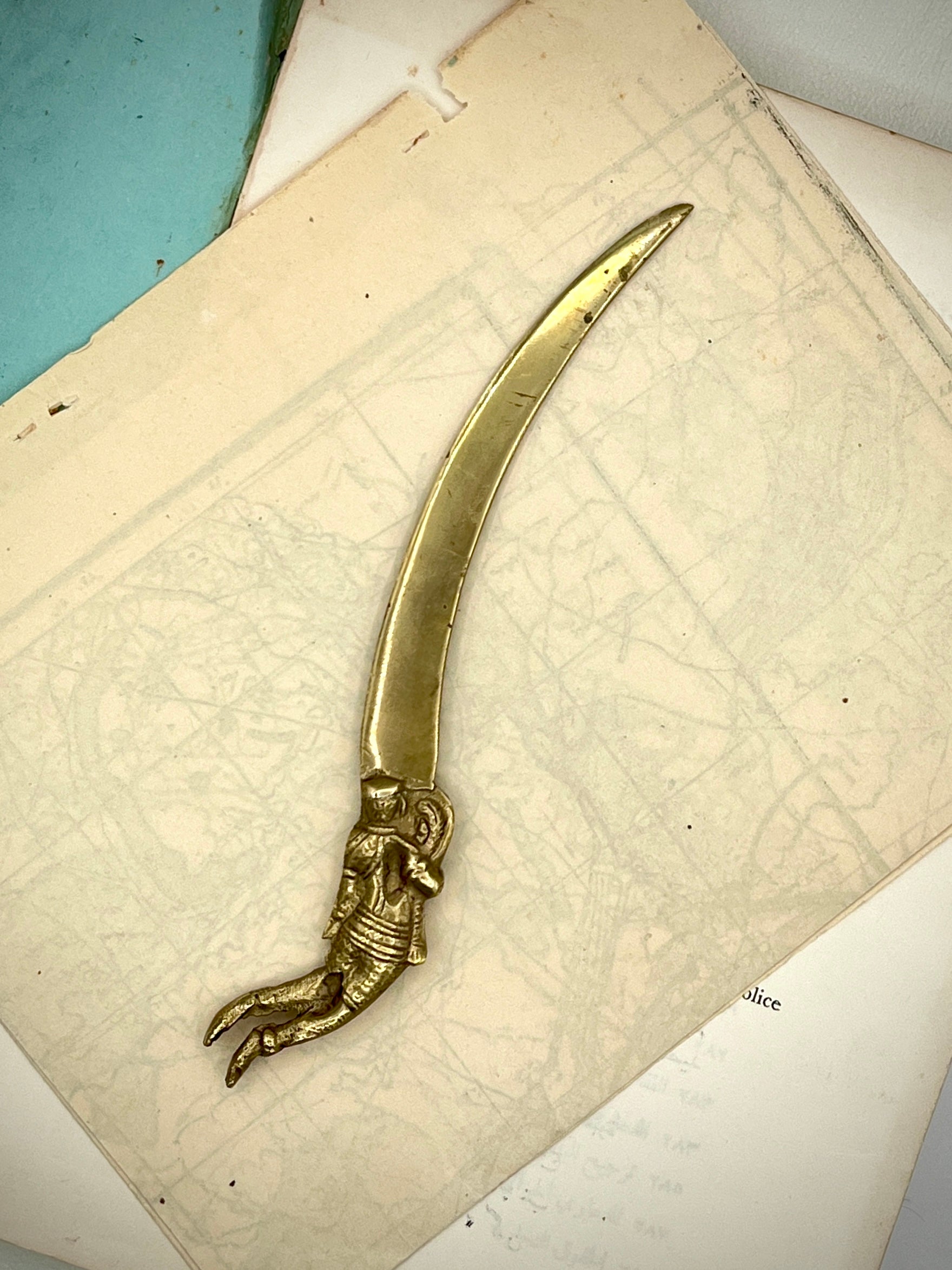Vintage Hindu Radha & Krishna Solid Brass Betel Nut Cutter-Style Letter Opener