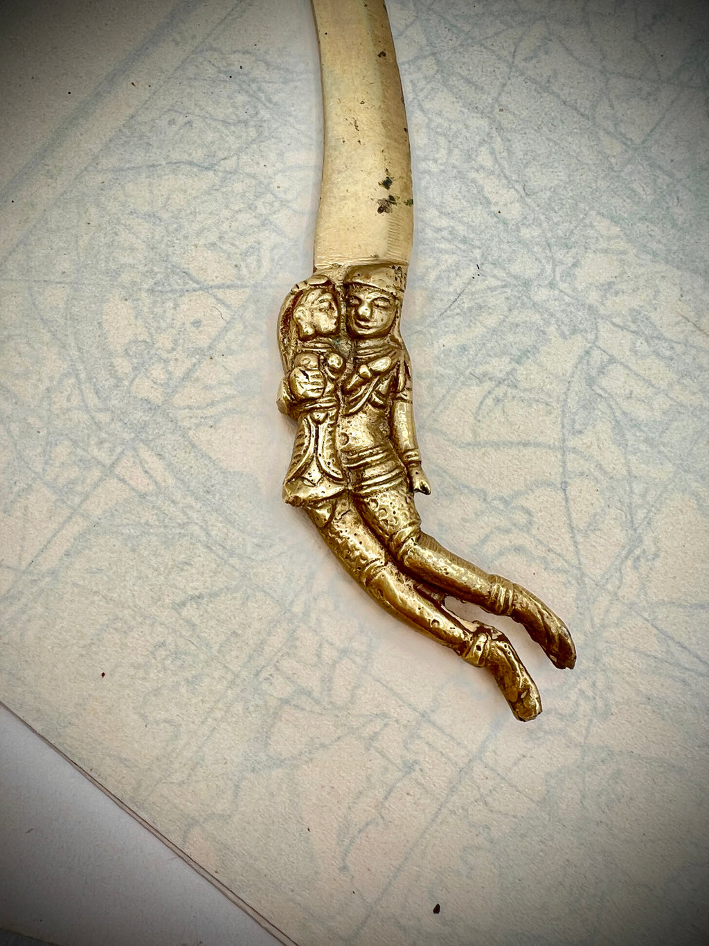 Vintage Hindu Radha & Krishna Solid Brass Betel Nut Cutter-Style Letter Opener