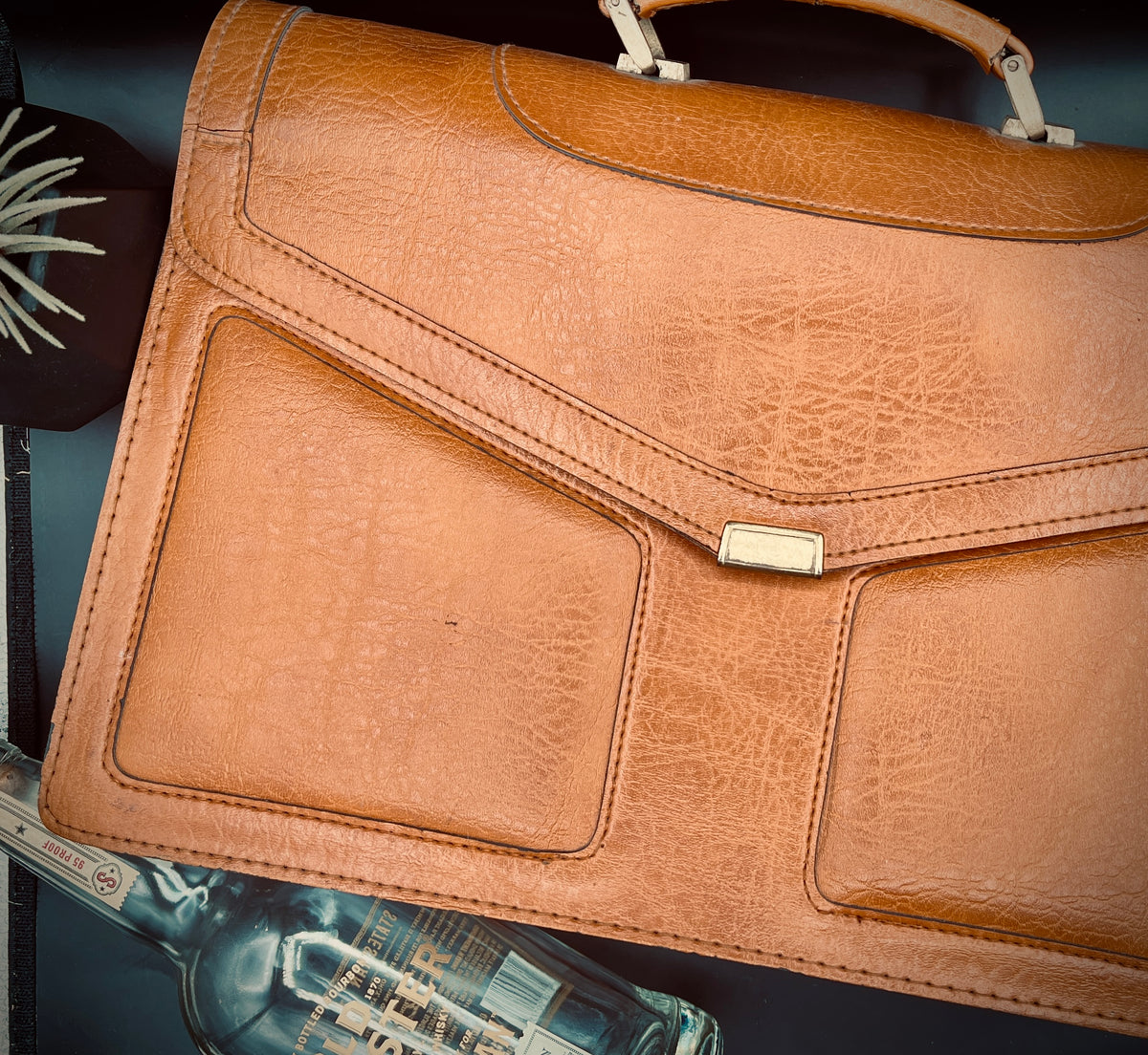 Vintage Leather Briefcase- Retro Executive Attache Case