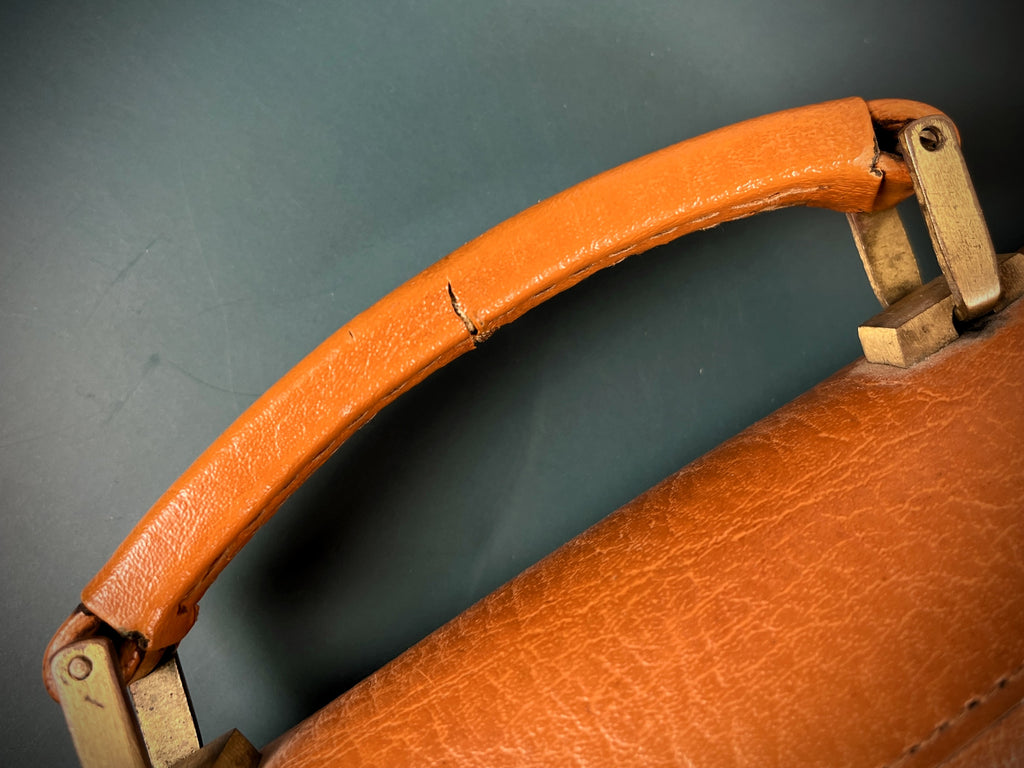 Vintage Leather Briefcase- Retro Executive Attache Case