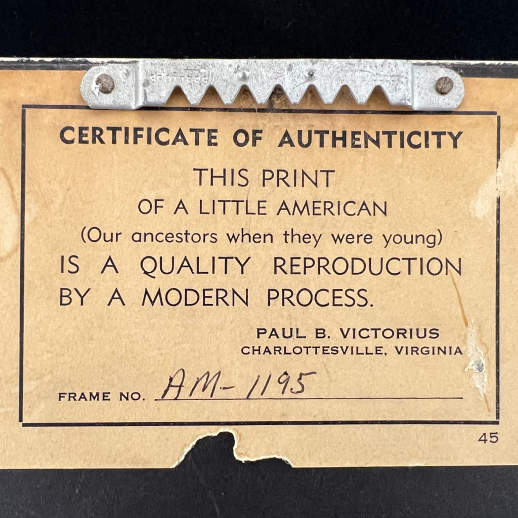 Vintage Paul B. Victorius Angelica framed folk art print with slate blue moire silk matting. - Photo 6