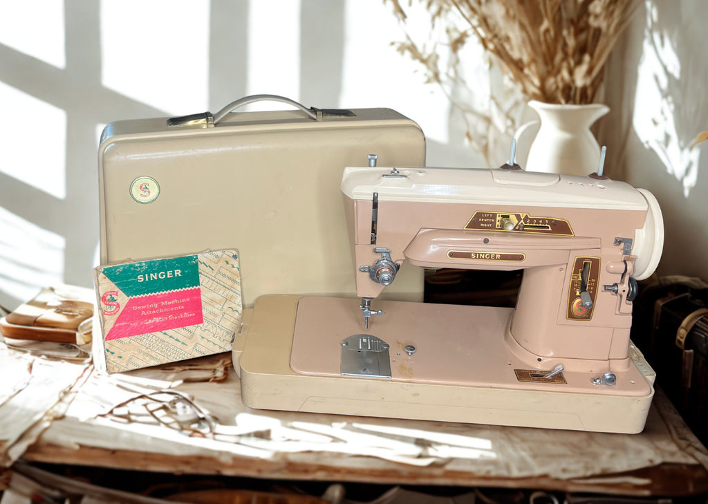 Vintage Singer 403A Slant-o-Matic Sewing Machine w/ Case - 1950s Untested
