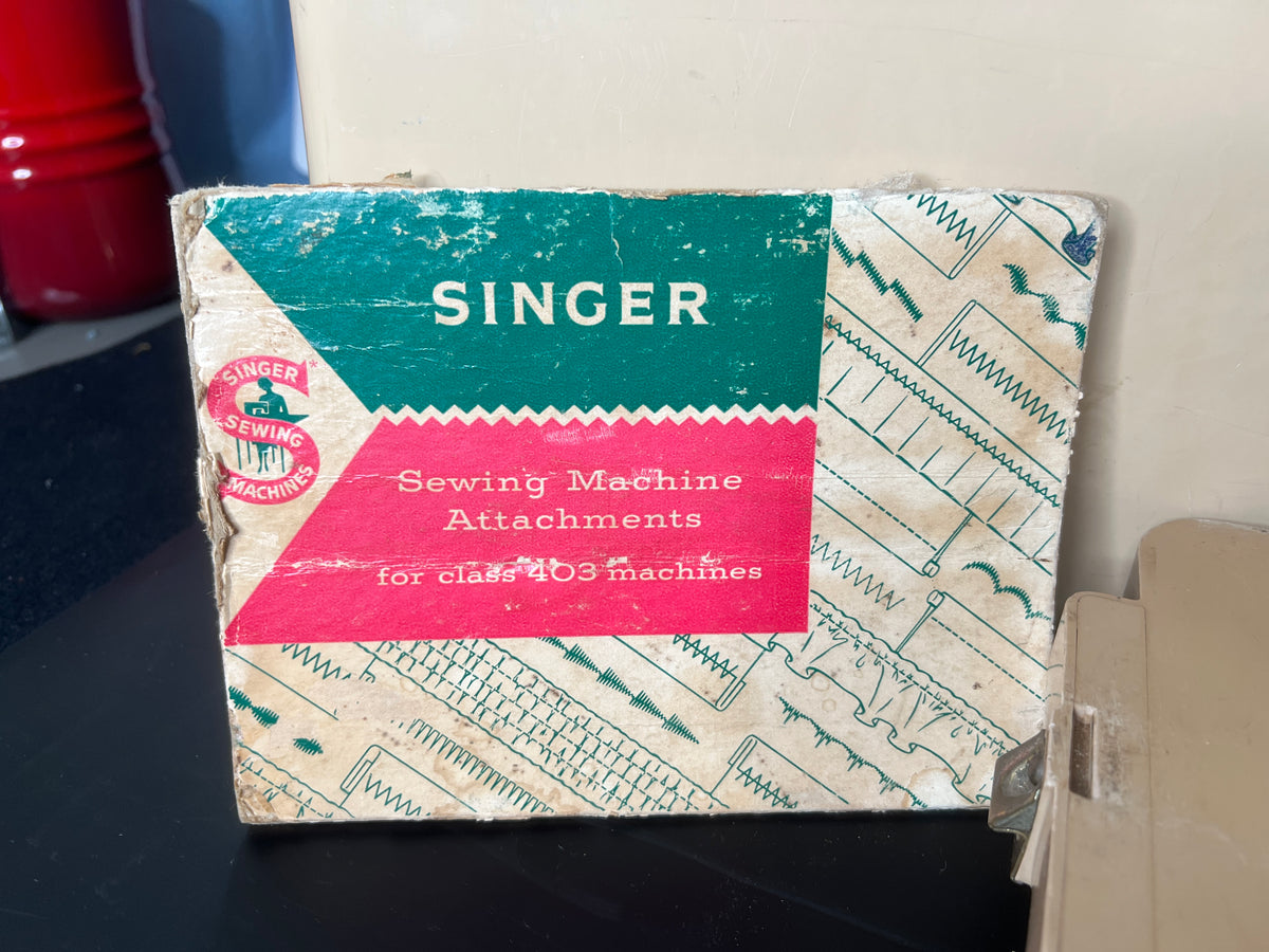 Vintage Singer 403A Slant-o-Matic Sewing Machine w/ Case - 1950s Untested