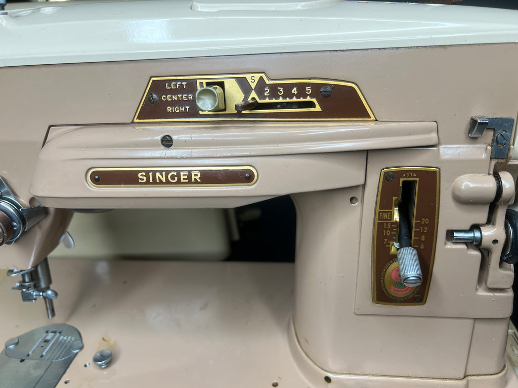 Vintage Singer 403A Slant-o-Matic Sewing Machine w/ Case - 1950s Untested