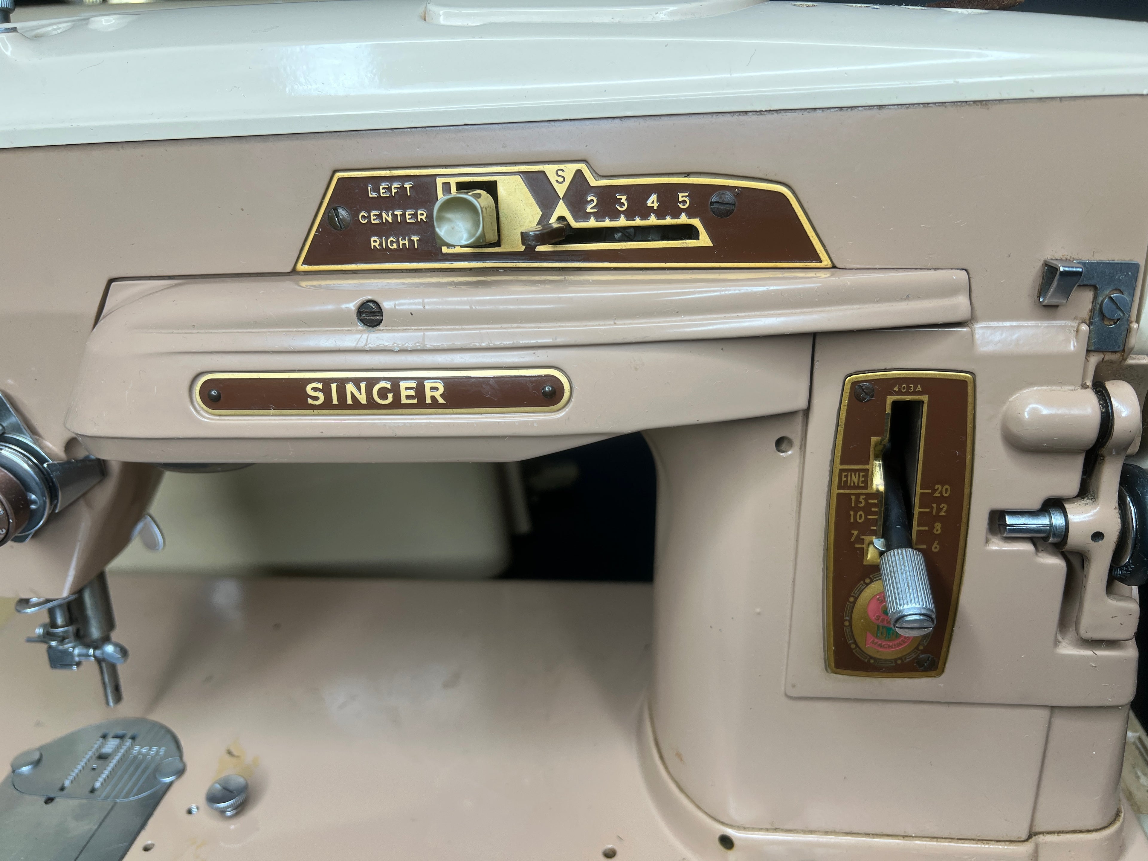 Vintage Singer 403A Slant-o-Matic Sewing Machine w/ Case - 1950s Untested