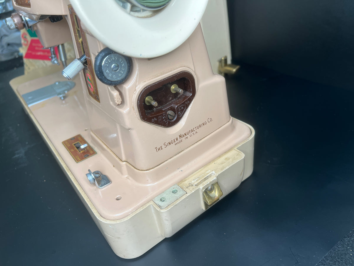 Vintage Singer 403A Slant-o-Matic Sewing Machine w/ Case - 1950s Untested