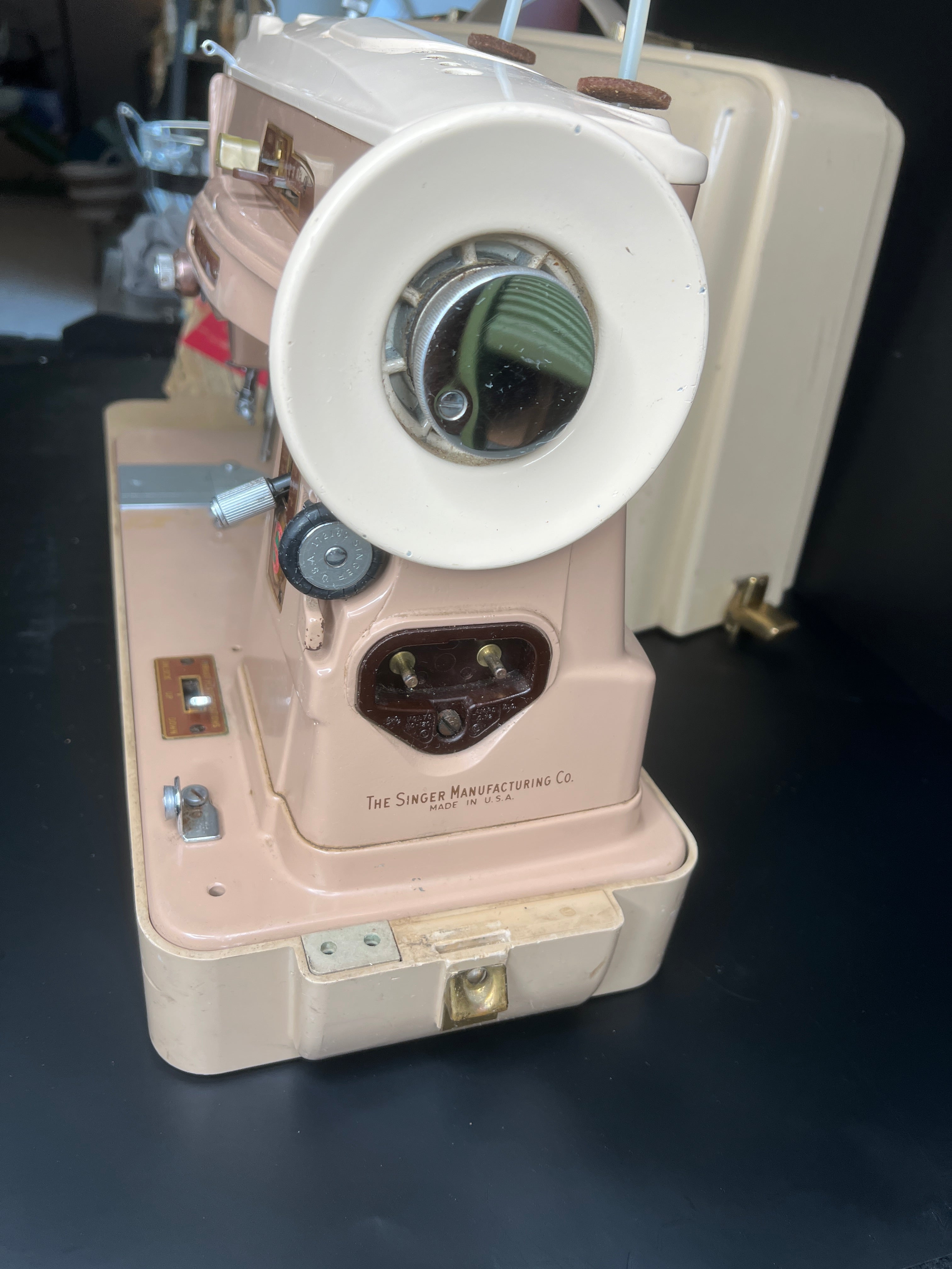 Vintage Singer 403A Slant-o-Matic Sewing Machine w/ Case - 1950s Untested