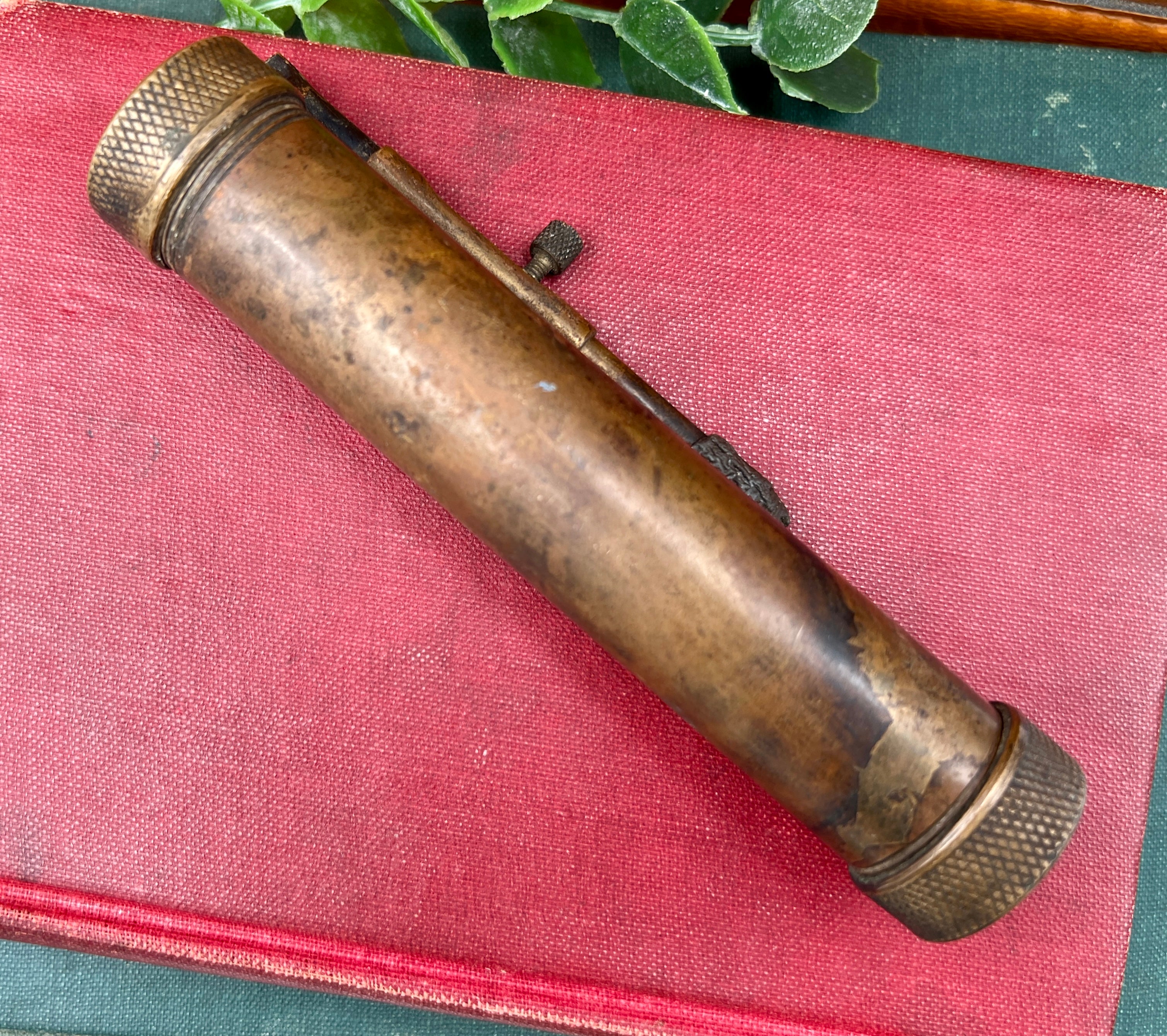 Vintage Solid Bronze Pocket Telescope Scope & Sight Level - Antique Brass Optic