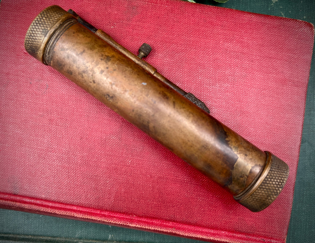 Vintage Solid Bronze Pocket Telescope Scope & Sight Level - Antique Brass Optic