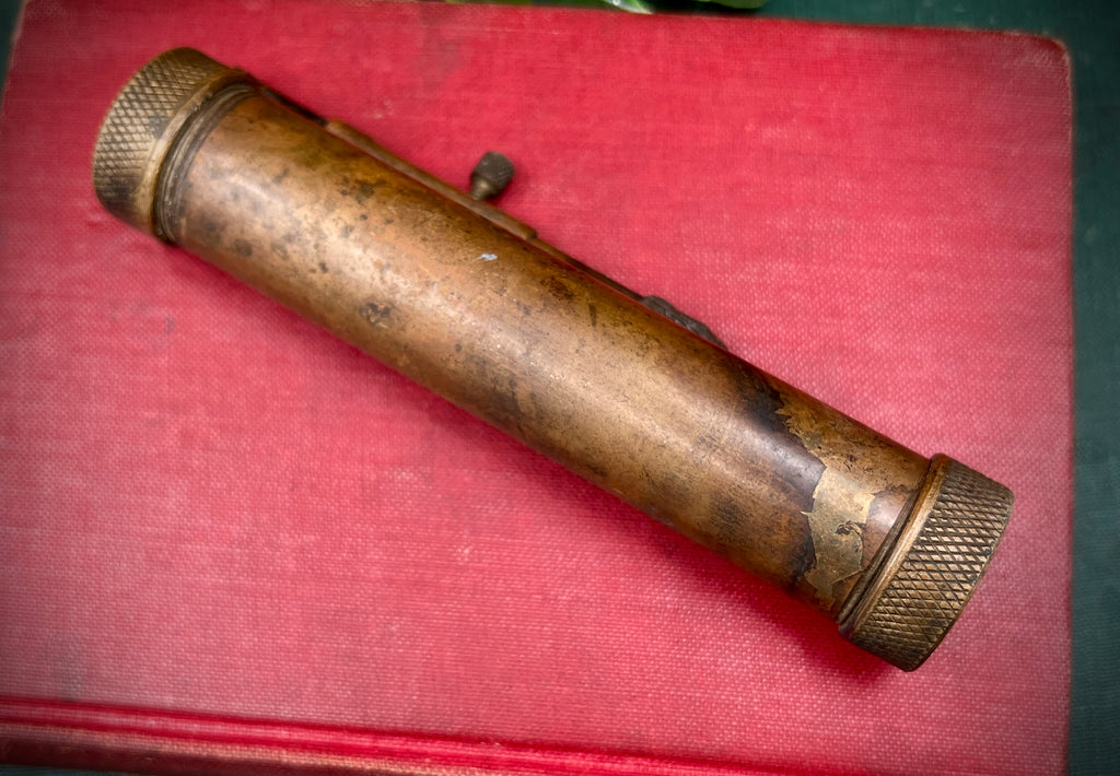 Vintage Solid Bronze Pocket Telescope Scope & Sight Level - Antique Brass Optic