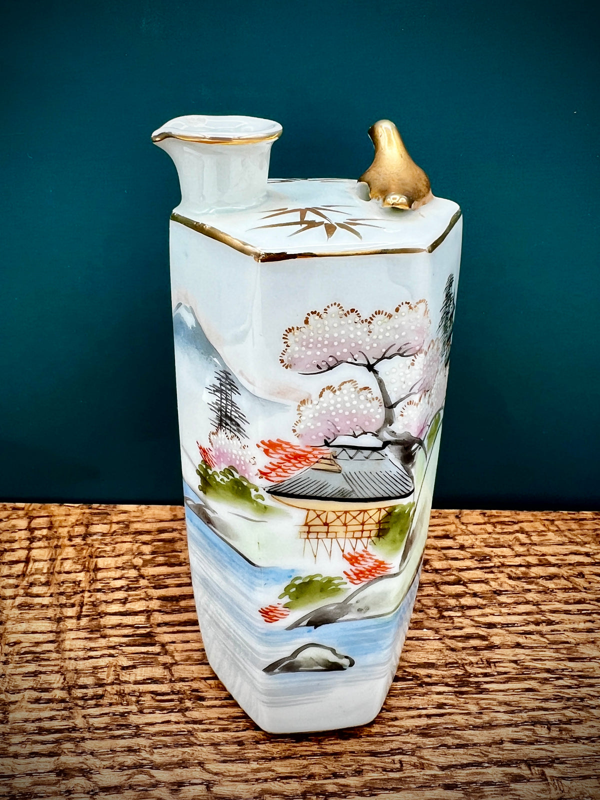 Vintage Whistling Kutani Sake Bottle - Hand-Painted Japanese Porcelain