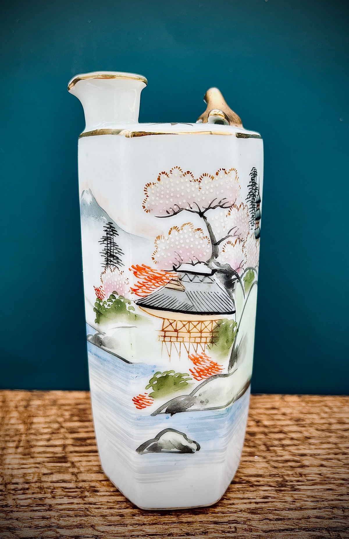 Vintage Whistling Kutani Sake Bottle - Hand-Painted Japanese Porcelain