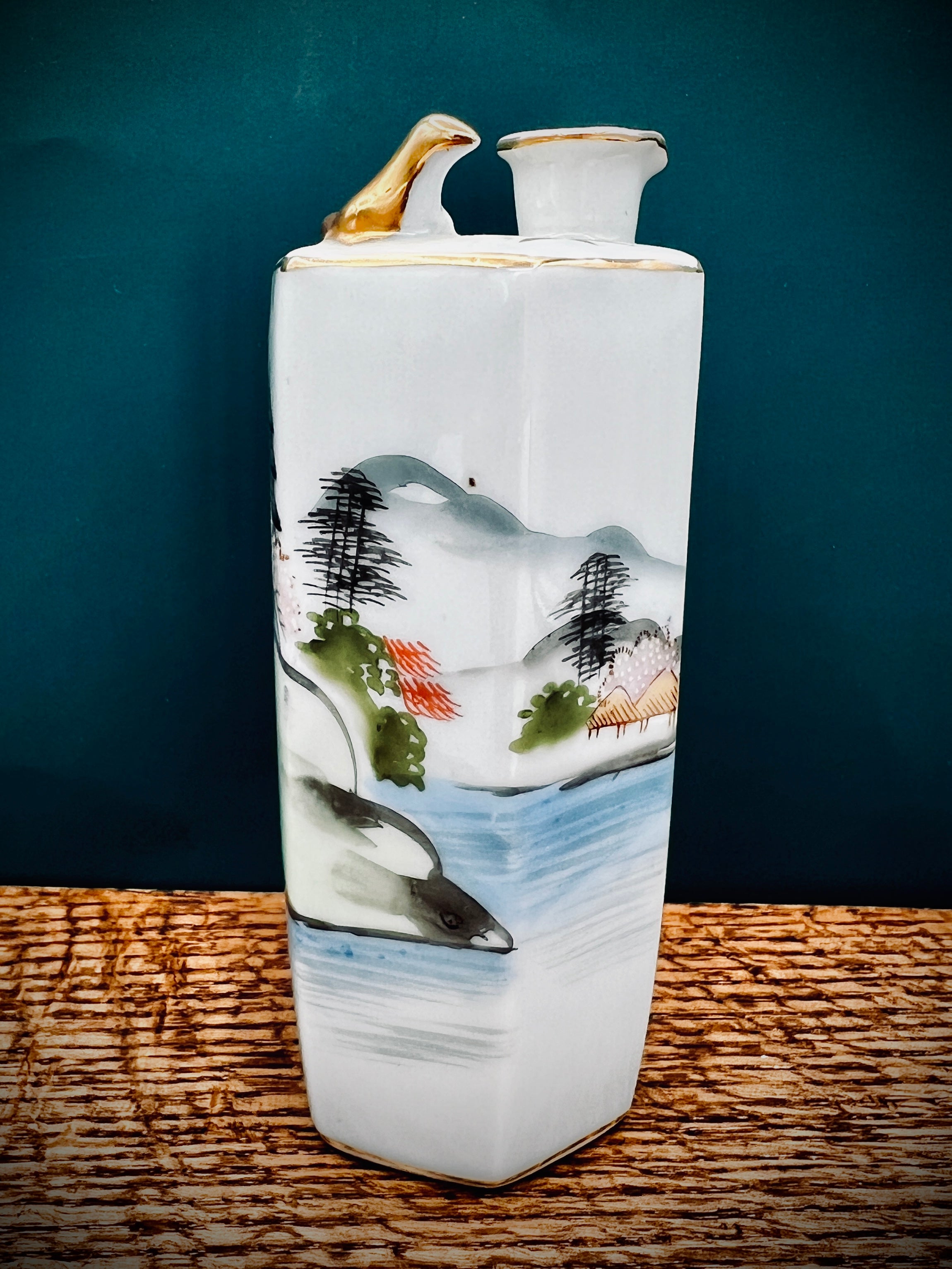 Vintage Whistling Kutani Sake Bottle - Hand-Painted Japanese Porcelain
