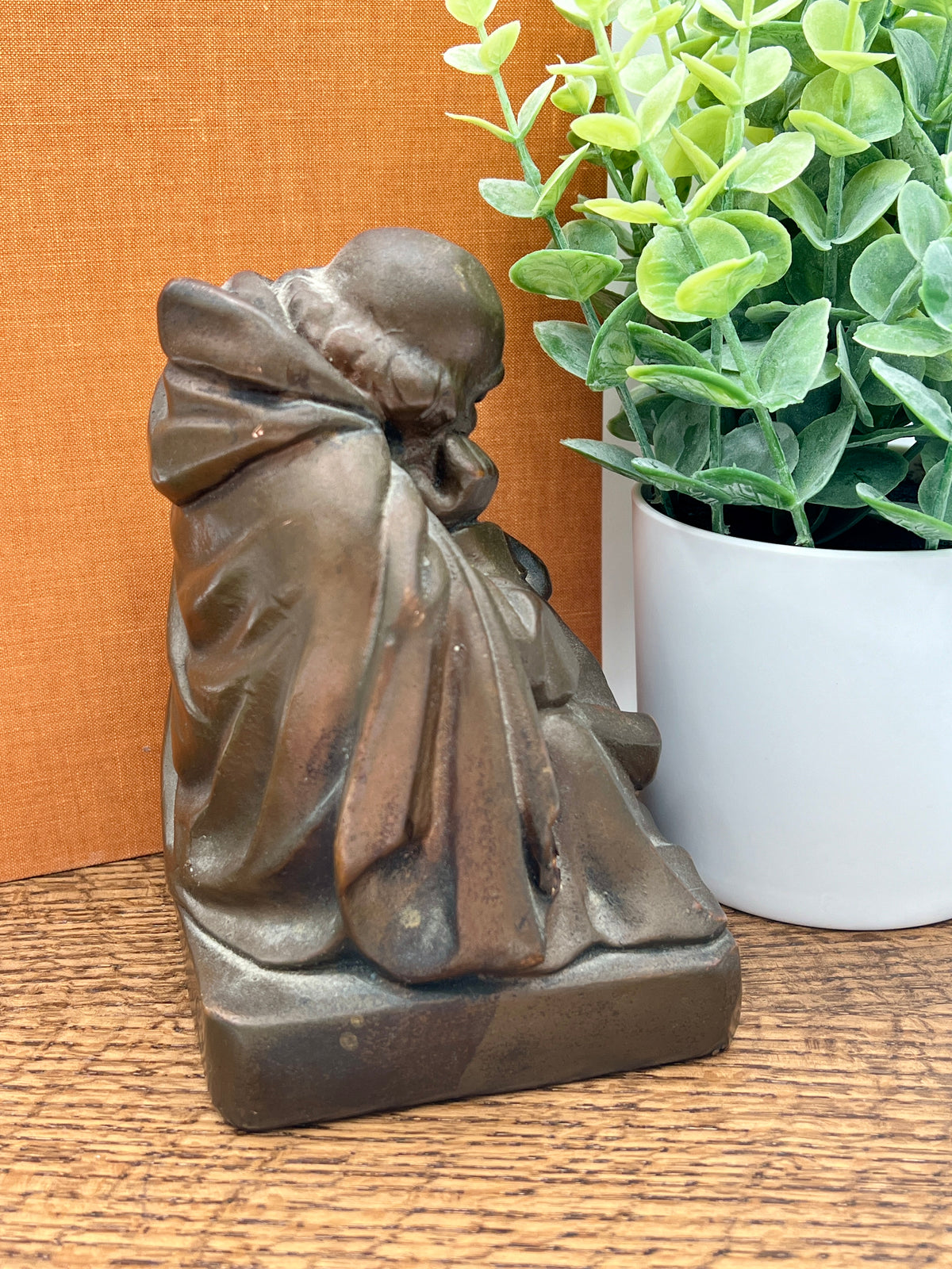 Ye Philosopher 1920s Bronze Bookend Signed S. Morani