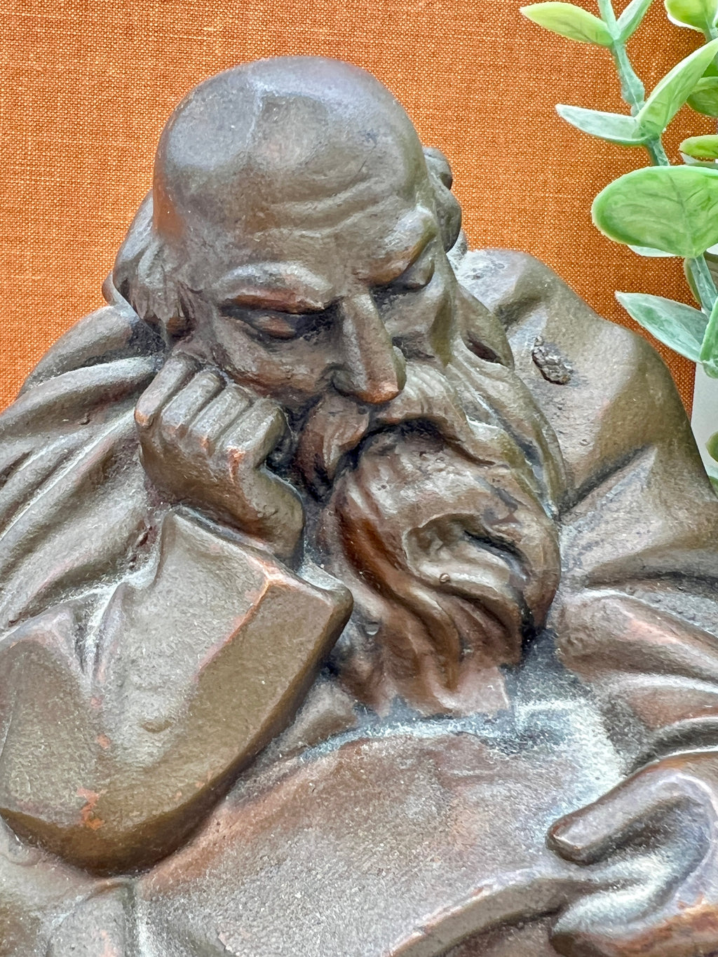Ye Philosopher 1920s Bronze Bookend Signed S. Morani